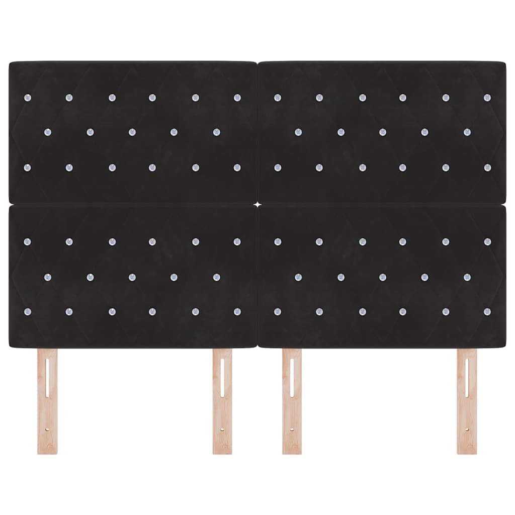 LED Sengegavl med LED -strimmellys Argyle Sort 144 cm Fløjl