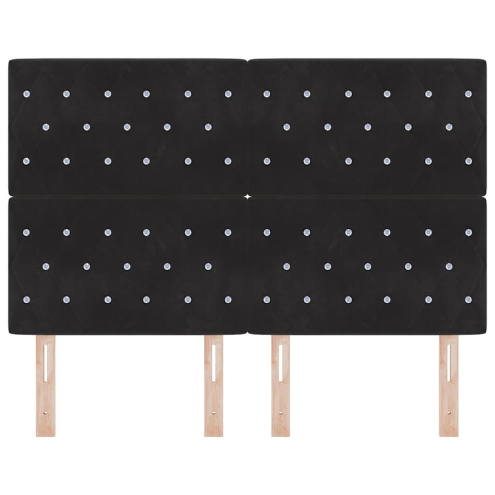 LED Sengegavl med LED -strimmellys Argyle Sort 144 cm Fløjl