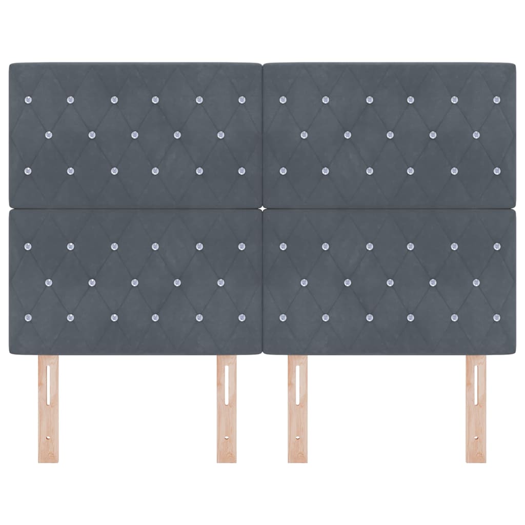 LED Sengegavl med LED -strimmellys Argyle Mørkegrå 80 cm Fløjl