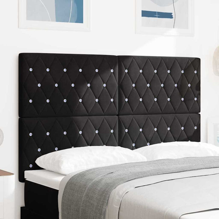 LED Sengegavl med LED -strimmellys Argyle Sort 80 cm Fløjl