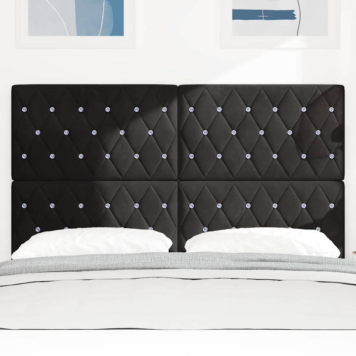 LED Sengegavl med LED -strimmellys Argyle Sort 80 cm Fløjl