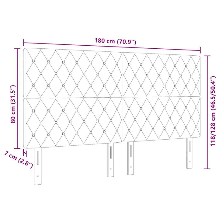 LED Sengegavl med LED -strimmellys Argyle Lysegrå 90 cm Fløjl