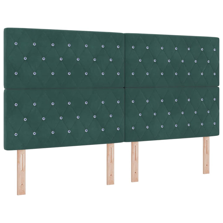 LED Sengegavl med LED -strimmellys Argyle Mørkegrøn 90 cm Fløjl