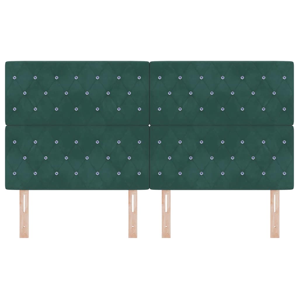 LED Sengegavl med LED -strimmellys Argyle Mørkegrøn 90 cm Fløjl