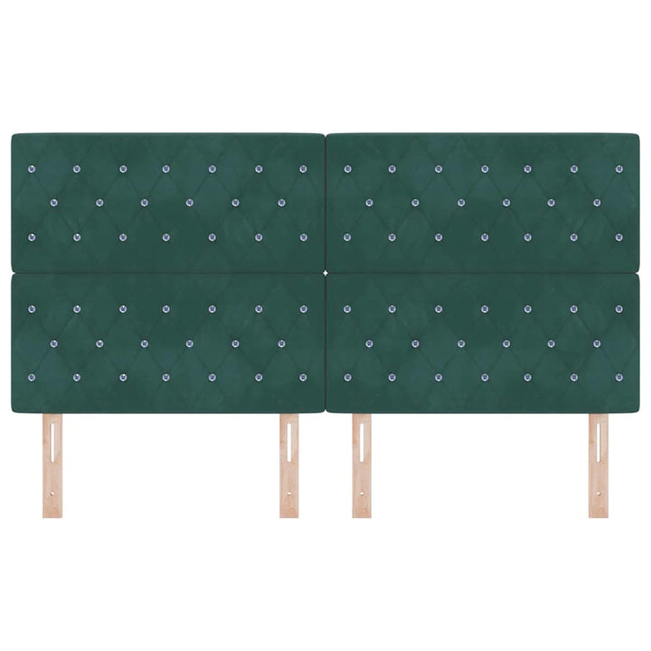 LED Sengegavl med LED -strimmellys Argyle Mørkegrøn 90 cm Fløjl