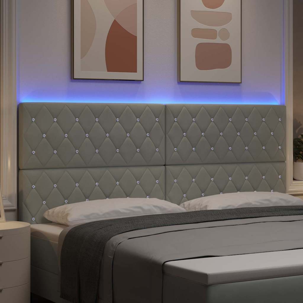 LED Sengegavl med LED -strimmellys Argyle Lysegrå 100 cm Fløjl