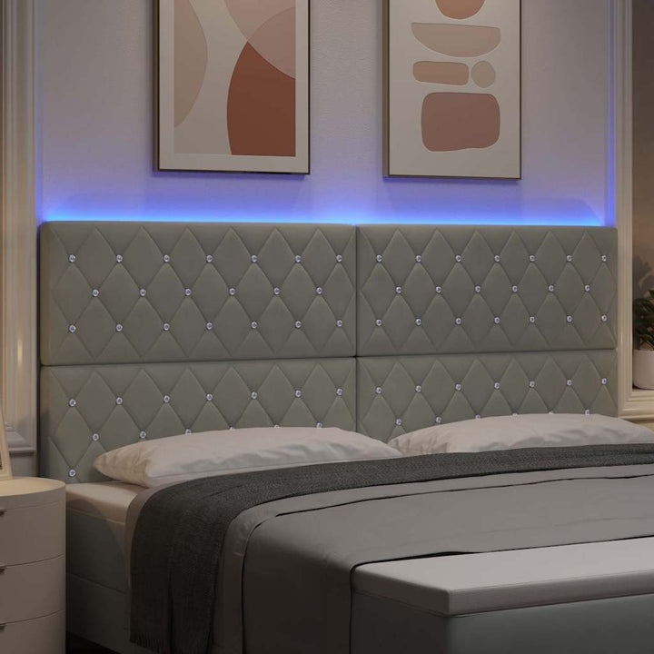 LED Sengegavl med LED -strimmellys Argyle Lysegrå 100 cm Fløjl