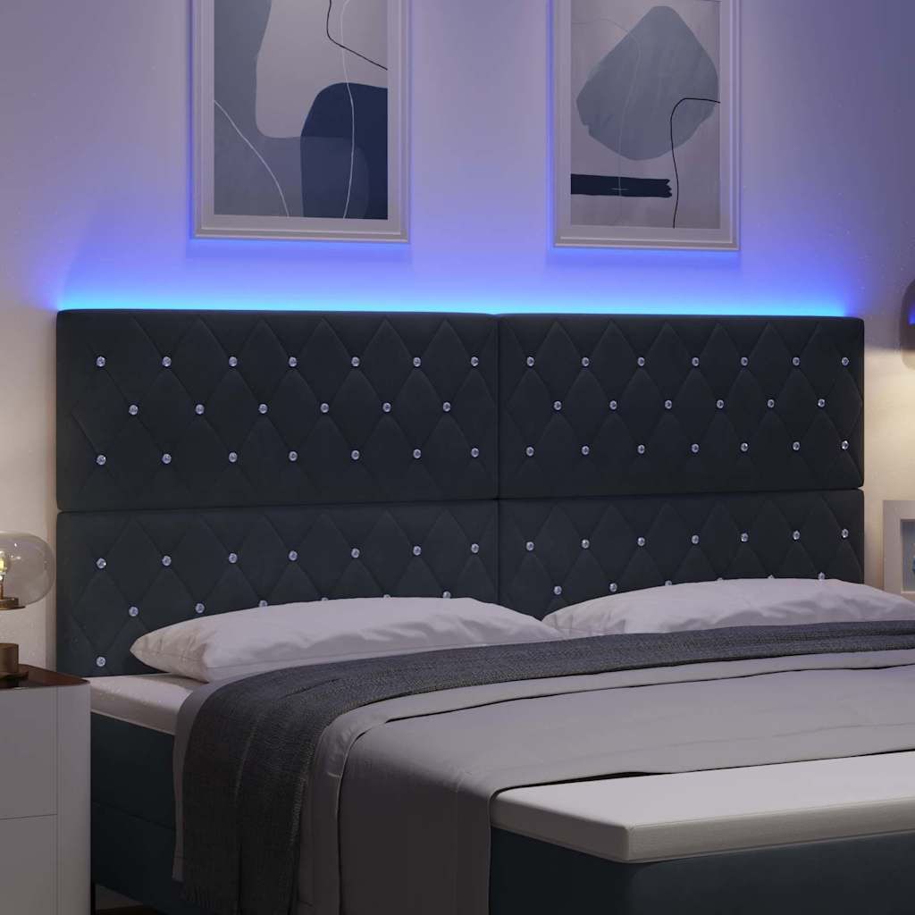 LED Sengegavl med LED -strimmellys Argyle Mørkegrå 100 cm Fløjl