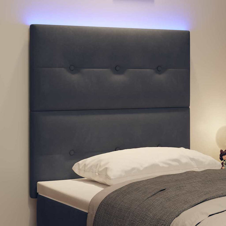 Hovedgærde med LED -strimmellys med hovedgærde Grå 80 cm Fløjl