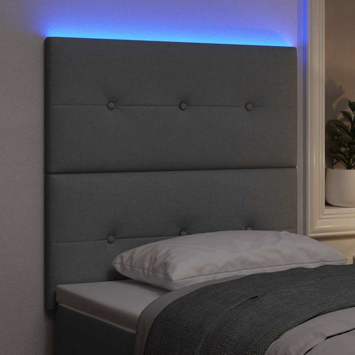 LED Sengegavl med LED -strimmellys Lysegrå 100 cm Stof