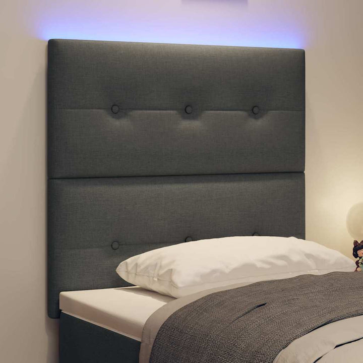 LED Sengegavl med LED -strimmellys Mørkegrå 100 cm Stof