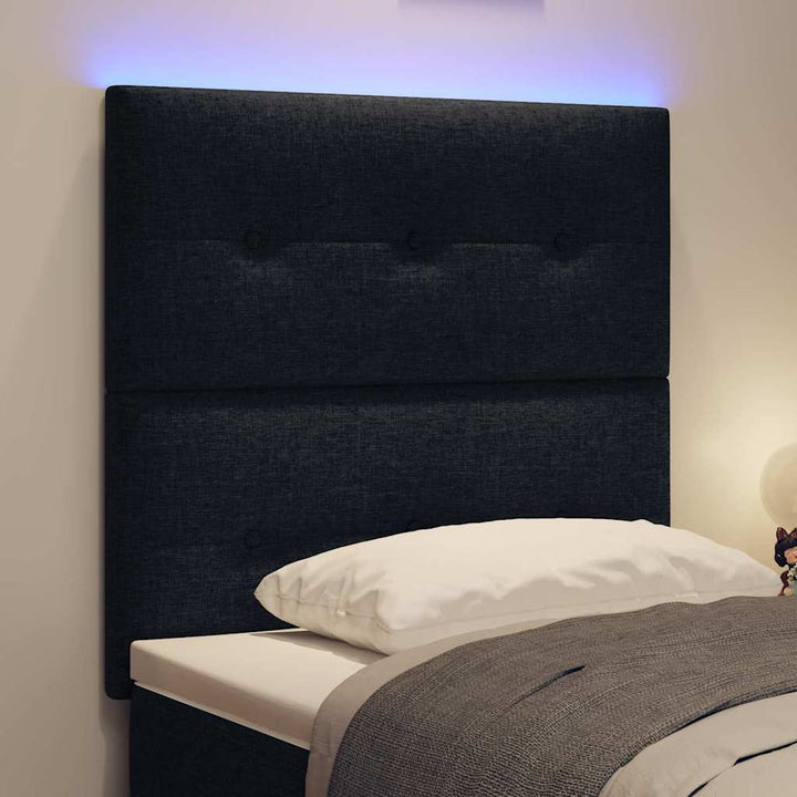 LED Sengegavl med LED -strimmellys Sort 100 cm Stof