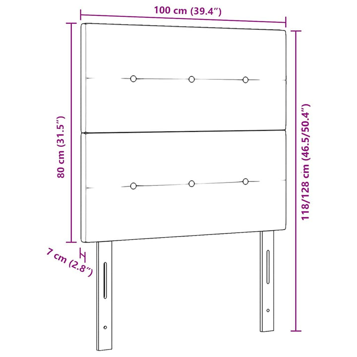 LED Sengegavl med LED -strimmellys Sort 100 cm Stof