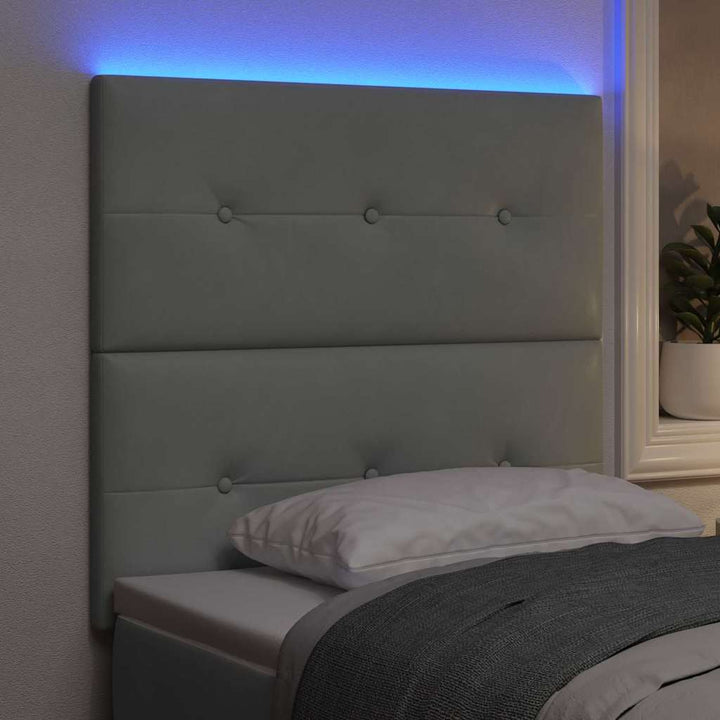 Hovedgærde med LED -strimmellys Lysegrå 100 cm Fløjl