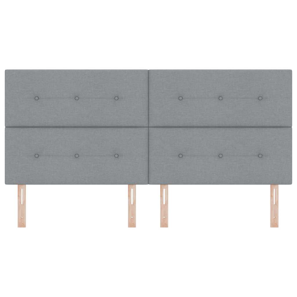 LED Sengegavl med LED -strimmellys Lysegrå 200 cm Stof