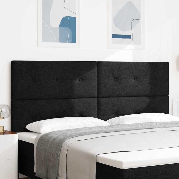 LED Sengegavl med LED -strimmellys Sort 200 cm Stof