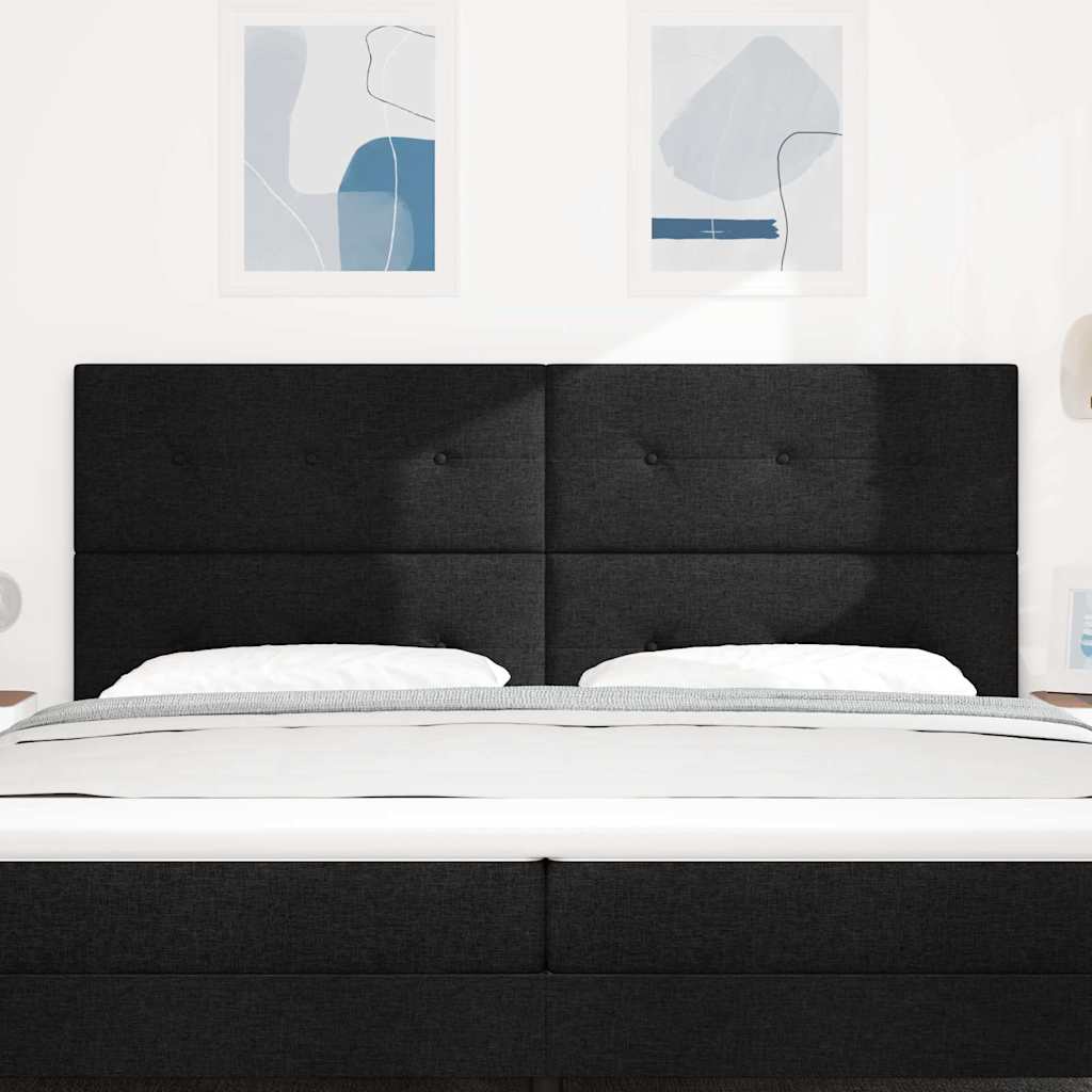 LED Sengegavl med LED -strimmellys Sort 200 cm Stof