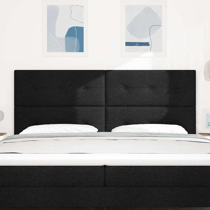 LED Sengegavl med LED -strimmellys Sort 200 cm Stof