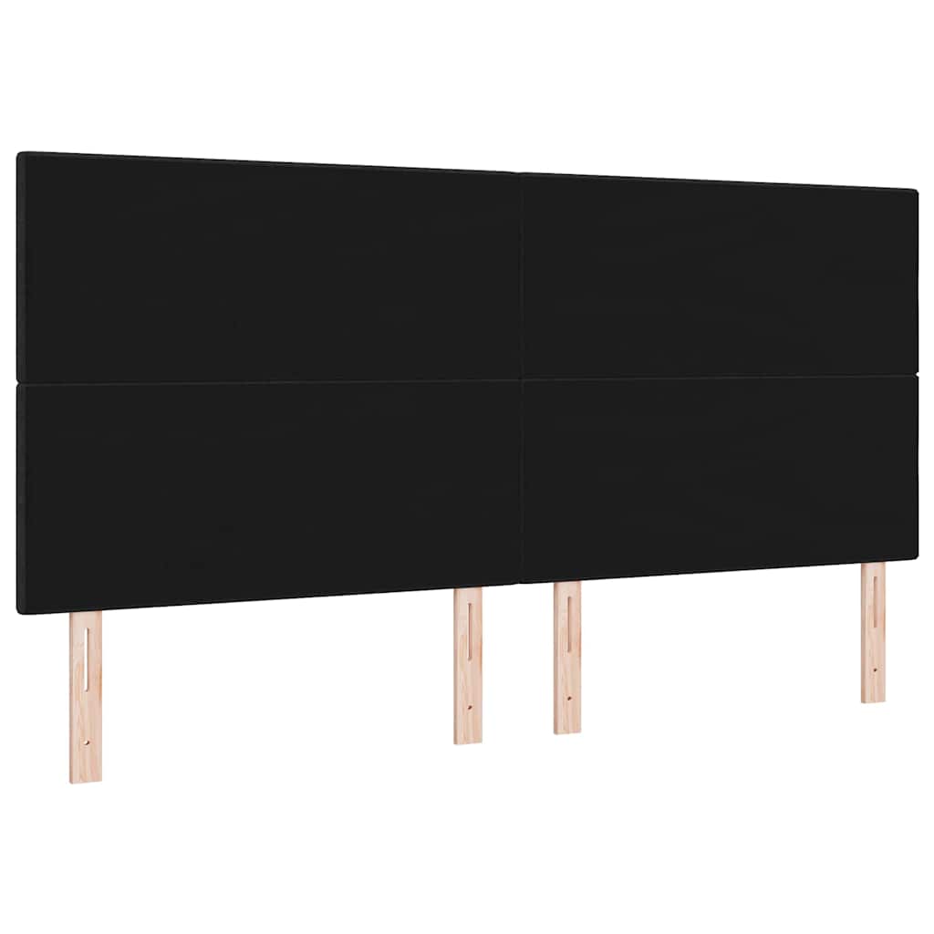 LED Sengegavl med LED -strimmellys Sort 200 cm Stof