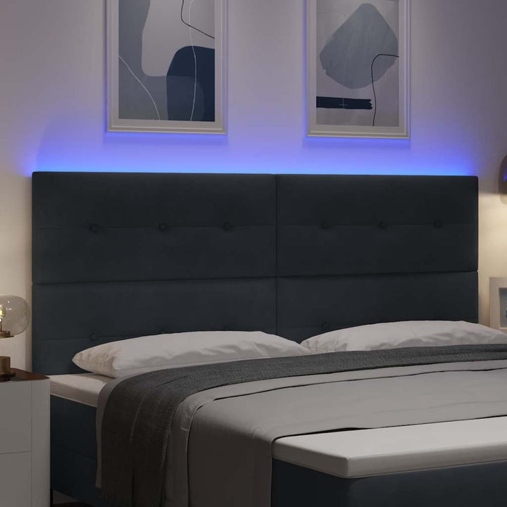 Hovedgærde med LED -strimmellys med hovedgærde Grå 100 cm Fløjl