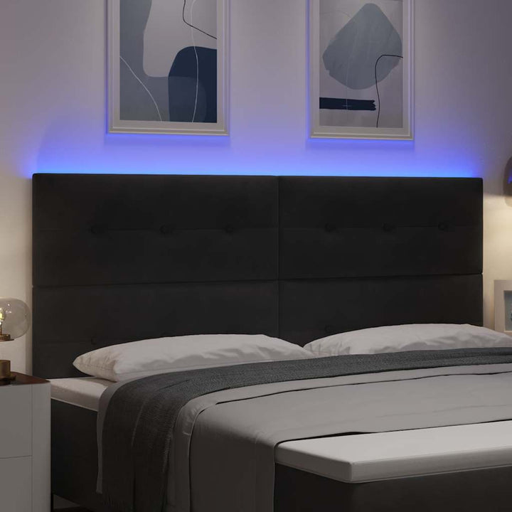 Hovedgærde med LED -strimmellys Indstillelig Sort 100 cm Fløjl
