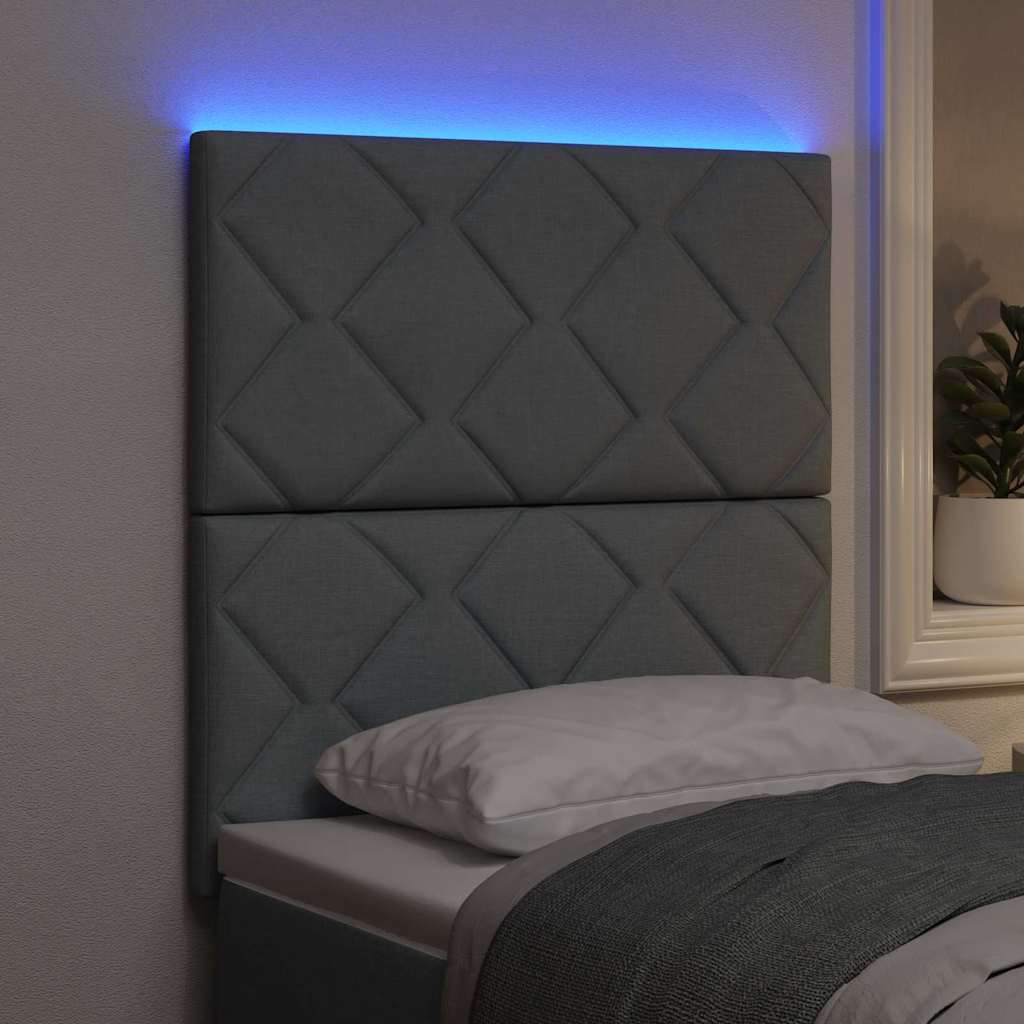 Hovedgærde med LED -strimmellys Indstillelig Lysegrå 80 cm Stof