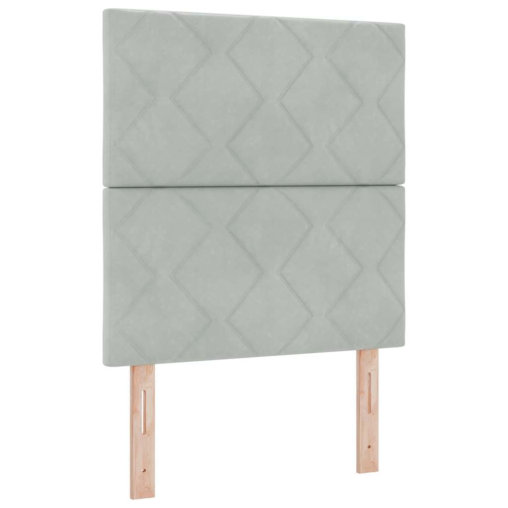 LED-sengegavl med LED -strimmellys Lysegrå 80 cm Fløjl