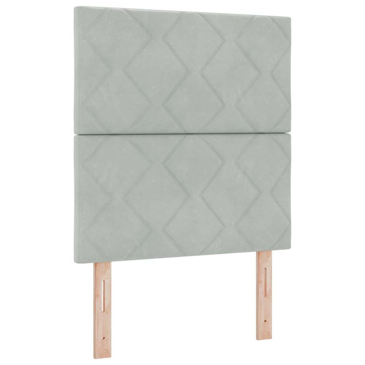 LED-sengegavl med LED -strimmellys Lysegrå 80 cm Fløjl