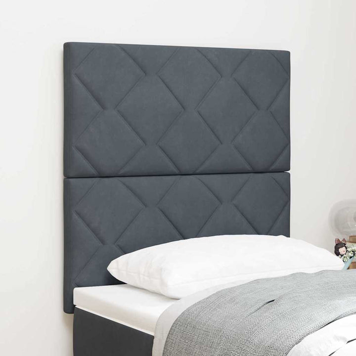 LED-sengegavl med LED -strimmellys Mørkegrå 80 cm Fløjl