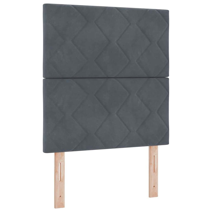 LED-sengegavl med LED -strimmellys Mørkegrå 80 cm Fløjl