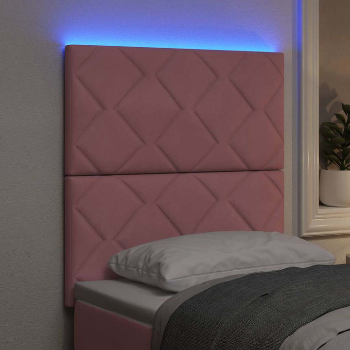 LED-sengegavl med LED -strimmellys Lyserød 80 cm Fløjl