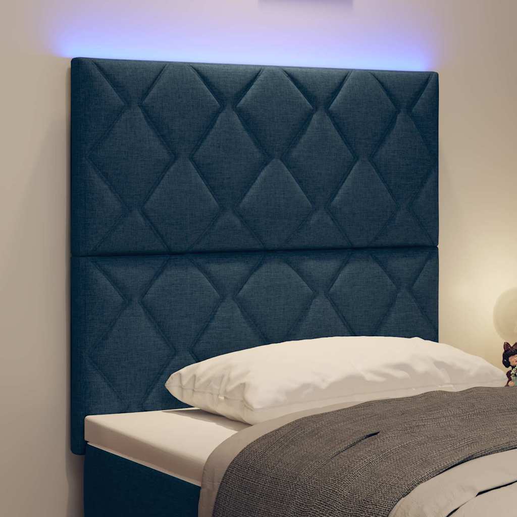 Hovedgærde med LED -strimmellys med hovedgærde Blå 90 cm Stof