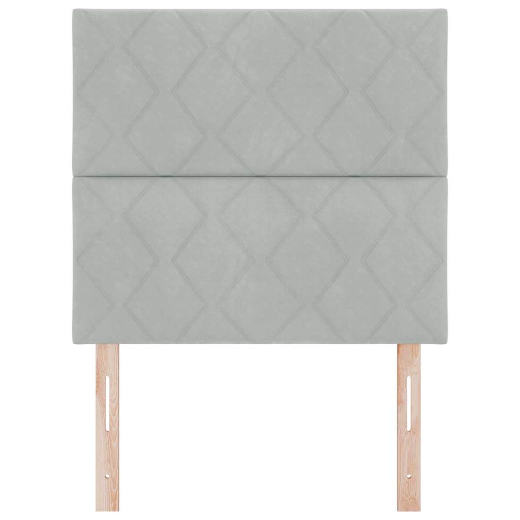 LED-sengegavl med LED -strimmellys Lysegrå 90 cm Fløjl
