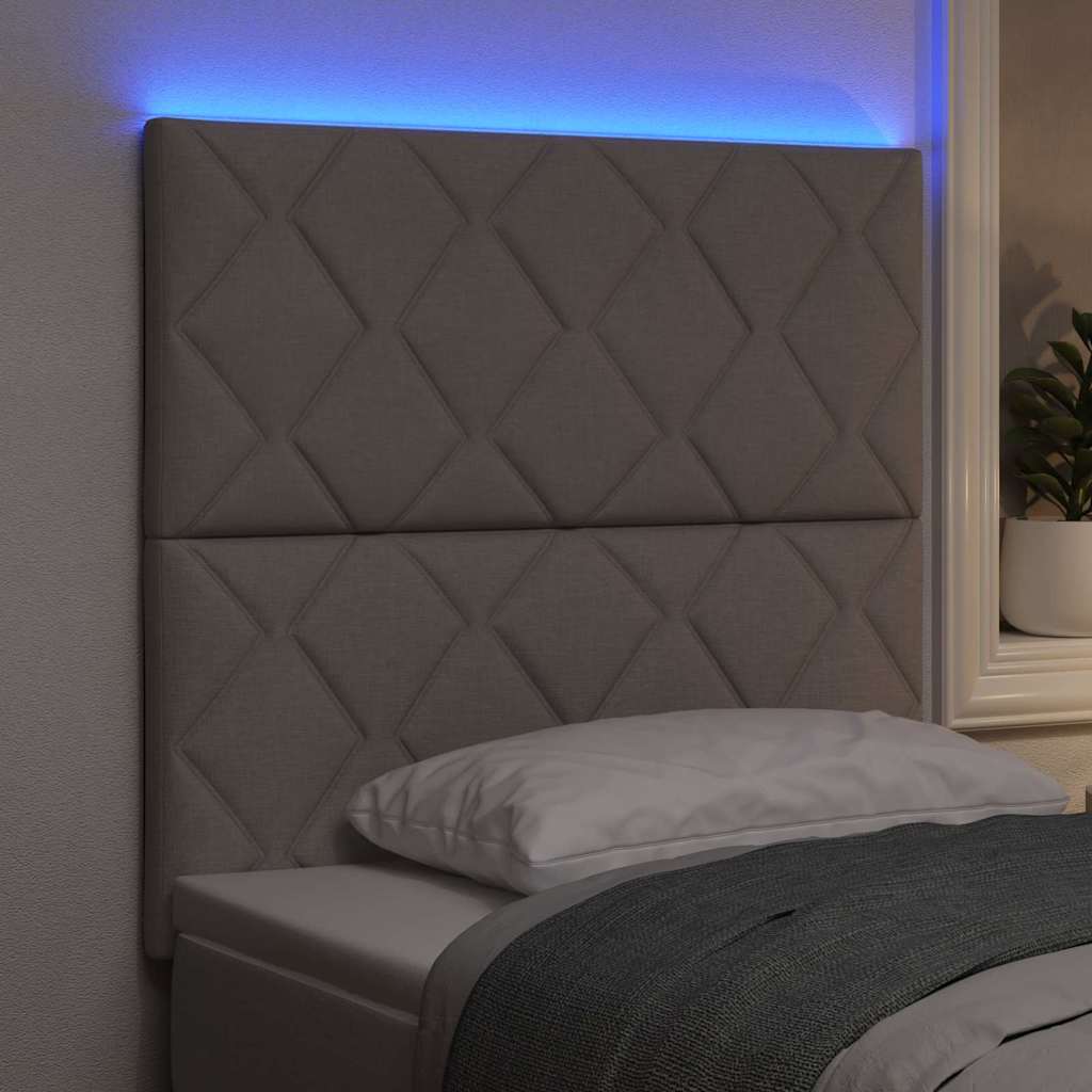 Hovedgærde med LED -strimmellys Gråbrun 100 cm Stof