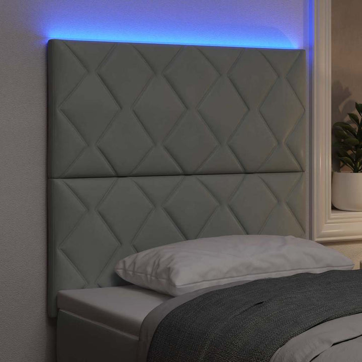 LED-sengegavl med LED -strimmellys Lysegrå 100 cm Fløjl