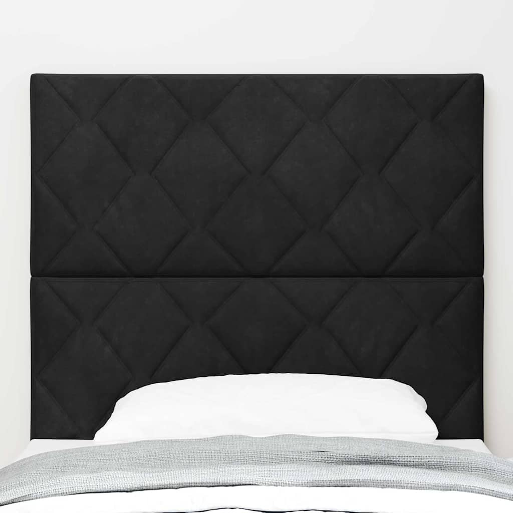 LED-sengegavl med LED -strimmellys Geometrisk Sort 100 cm Fløjl