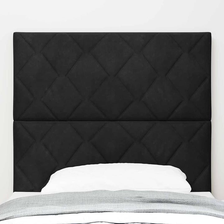 LED-sengegavl med LED -strimmellys Geometrisk Sort 100 cm Fløjl