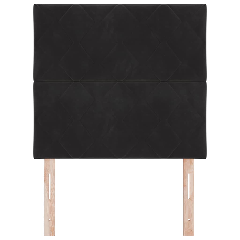 LED-sengegavl med LED -strimmellys Geometrisk Sort 100 cm Fløjl
