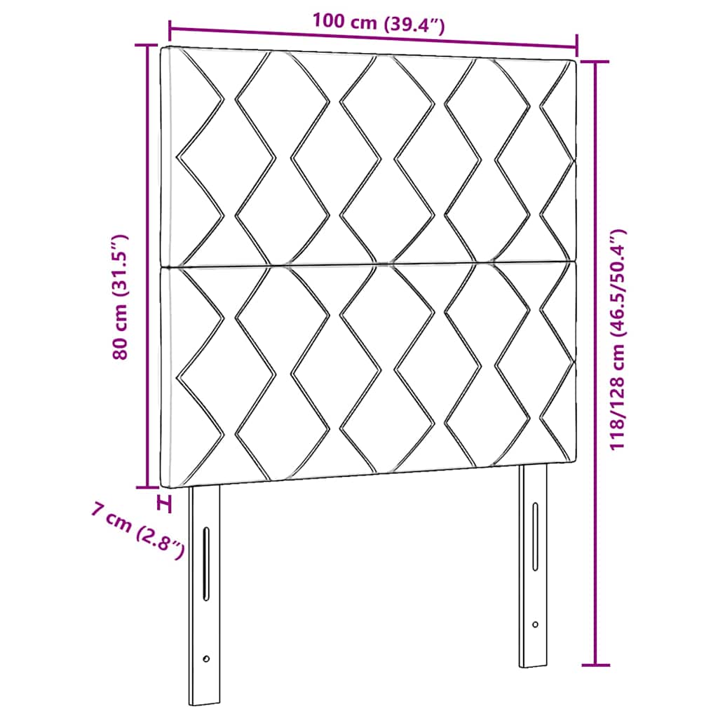 LED-sengegavl med LED -strimmellys Geometrisk Sort 100 cm Fløjl