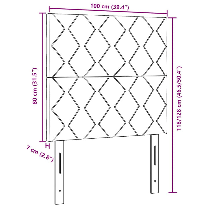 LED-sengegavl med LED -strimmellys Geometrisk Sort 100 cm Fløjl