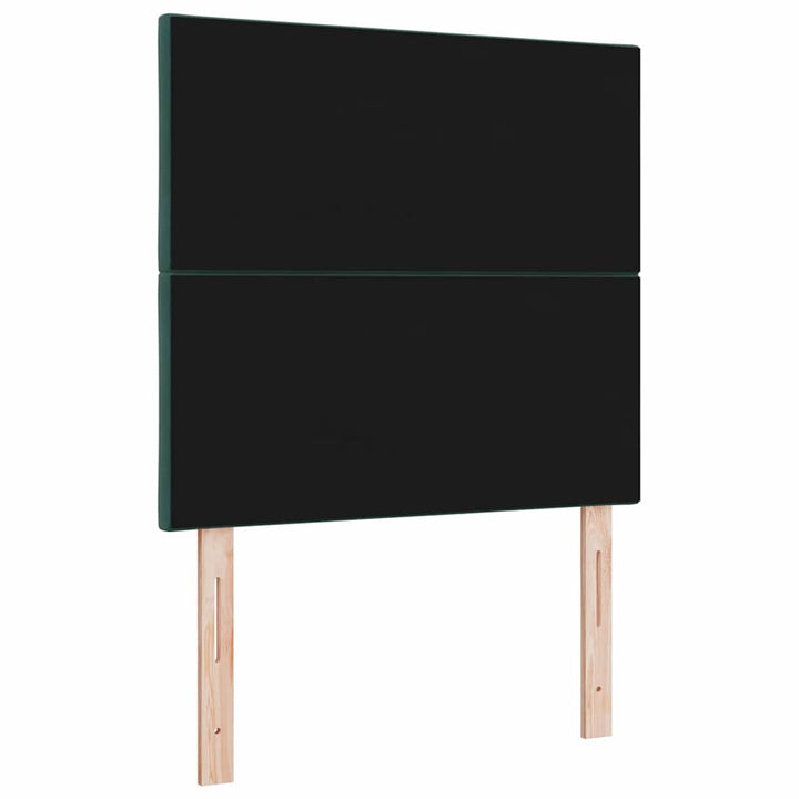 LED-sengegavl med LED -strimmellys Mørkegrøn 100 cm Fløjl