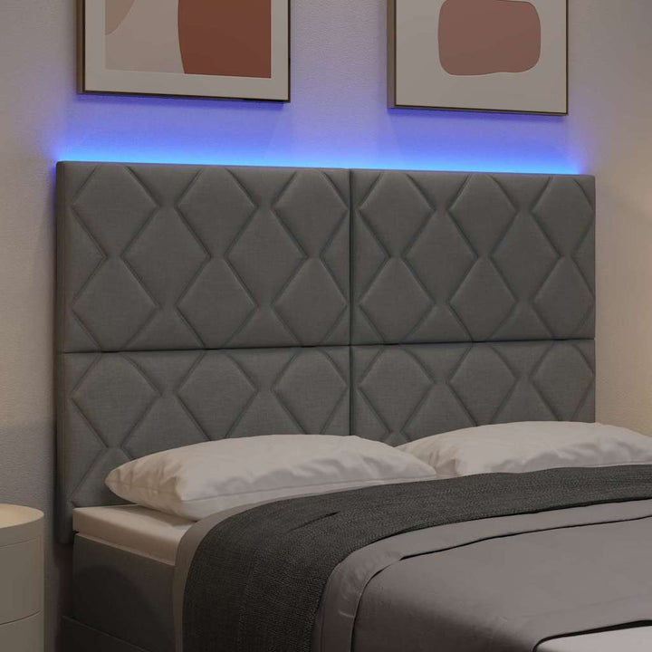 Hovedgærde med LED -strimmellys Lysegrå 144 cm Stof