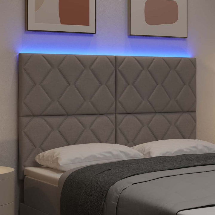 Hovedgærde med LED -strimmellys Gråbrun 144 cm Stof