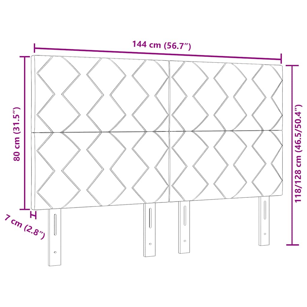 Hovedgærde med LED -strimmellys Gråbrun 144 cm Stof