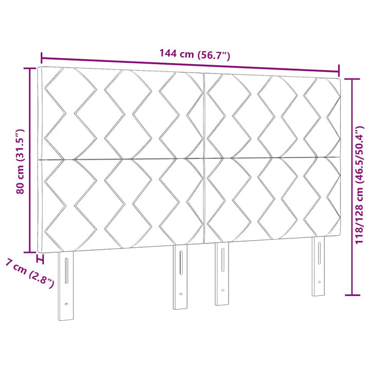 Hovedgærde med LED -strimmellys Gråbrun 144 cm Stof