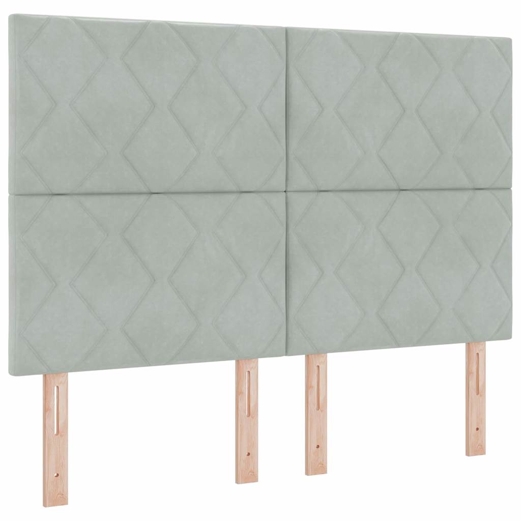 LED-sengegavl med LED -strimmellys Lysegrå 144 cm Fløjl