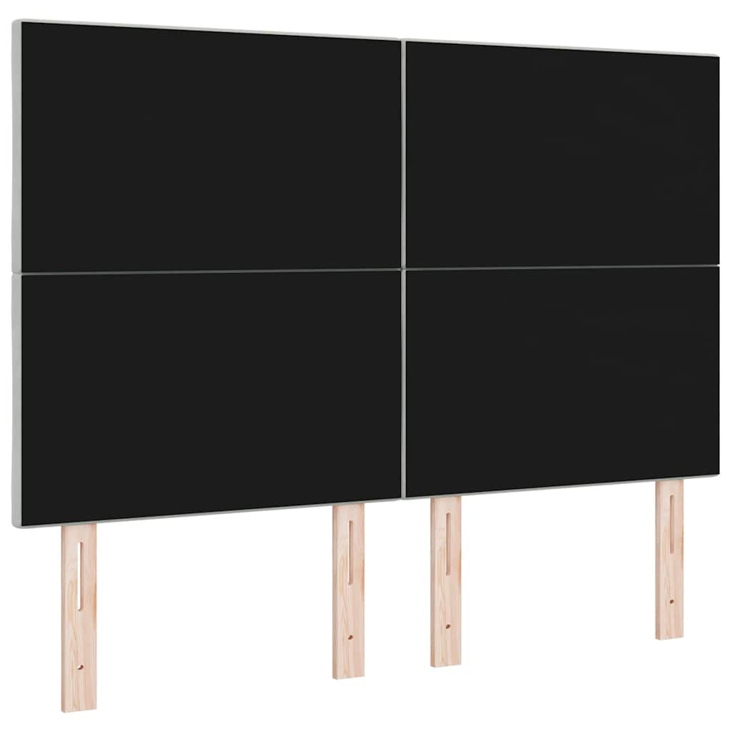 LED-sengegavl med LED -strimmellys Lysegrå 144 cm Fløjl