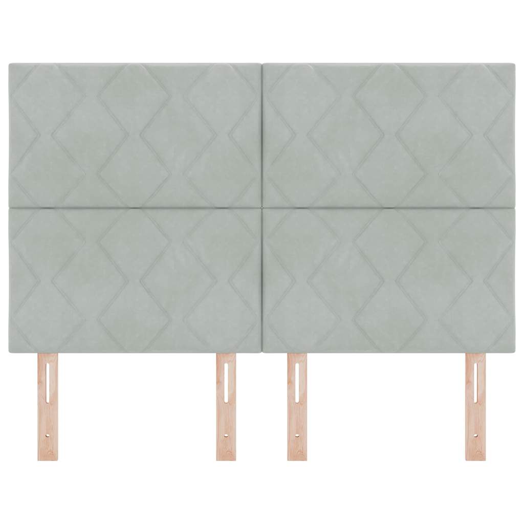 LED-sengegavl med LED -strimmellys Lysegrå 144 cm Fløjl
