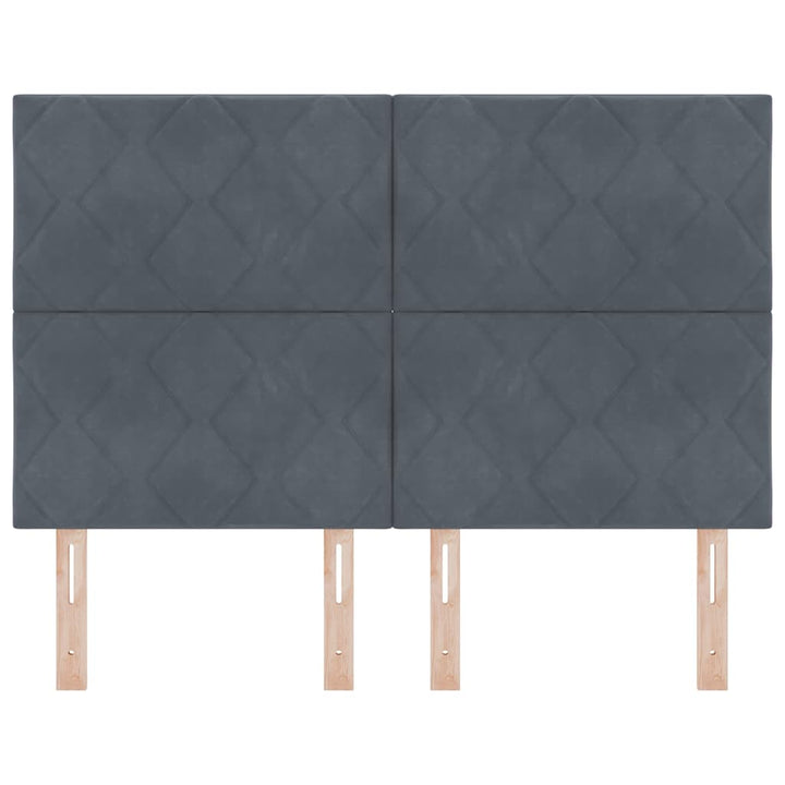 LED-sengegavl med LED -strimmellys Mørkegrå 144 cm Fløjl
