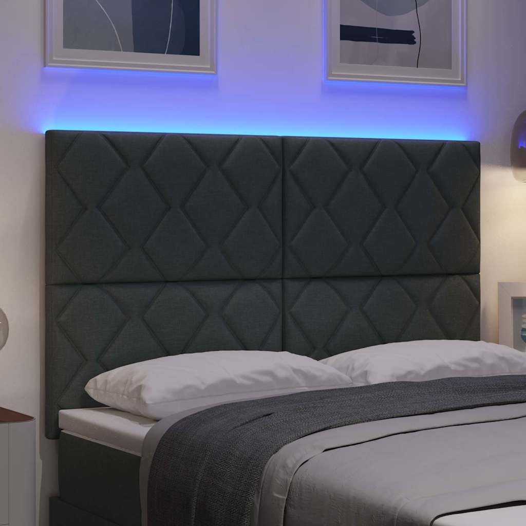 Hovedgærde med LED -strimmellys med hovedgærde Grå 160 cm Stof